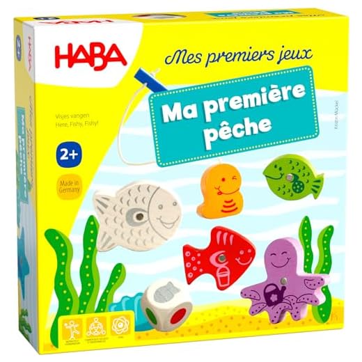 HABA Mes premiers jeux - Ma première pêche, jeu de pêche passionnant avec des figurines en bois colorées, jeu éducatif et jouets en bois à partir de 2 ans, jouets motorisés, 4983