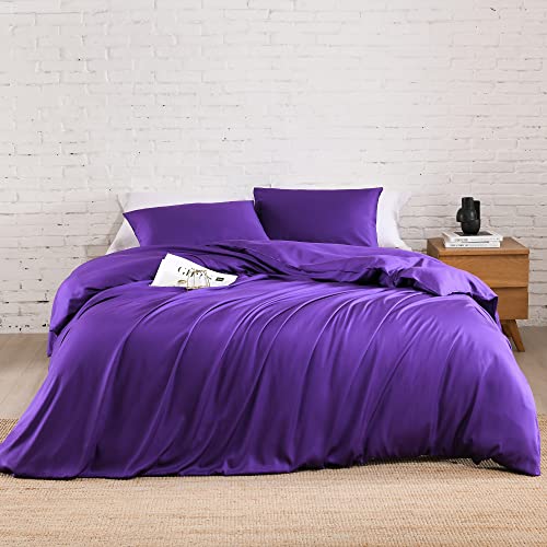 Rosecret King Duvet Cover Set,Purple Bamboo Duvet Cover King Size, Cooling For Hot Sleepers,1 Duvet Cover 2 Pillowcases With Corner Ties,Button Closure #TOP7
