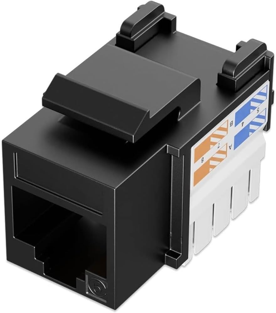 Cat6 RJ45 Keystone Jack and Keystone Punch Down Stand, 90-degree jack (not compatible with patch panels)(30PCS,Black)