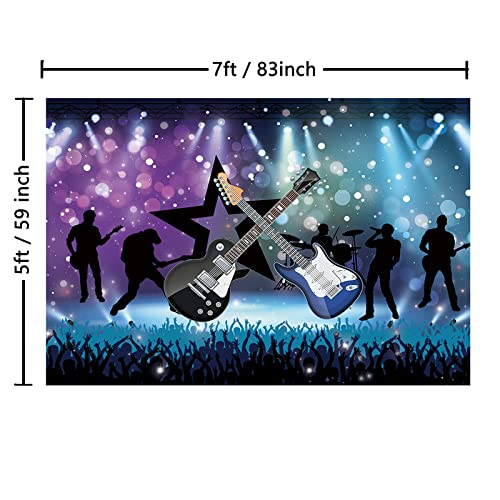 7×5Ft Large Fabric Vacation Party Backdrop Banner For Rock N Roll Party Decorations,Rock Star Banner Background, Concert Live Plateform Banner,Music Show Kids Birthday Adults Portrait Studio Prop #TOP1