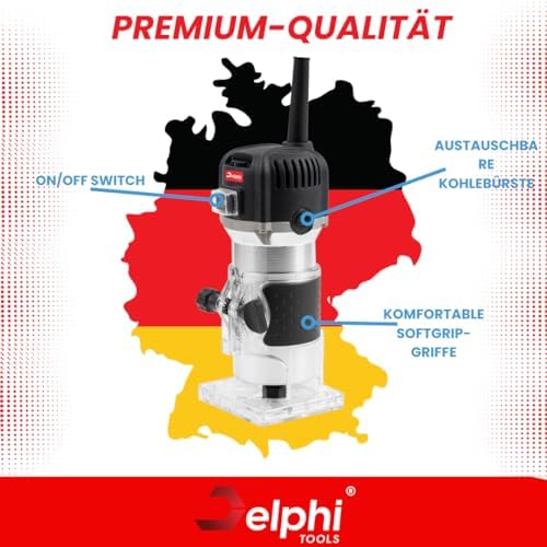 Bild 1 - DELPHI Holzfräse Oberfräse Electric Hand Holz Fräsmaschine mit Koffer - 12 Set Zubehör 800 W 330000 R/min 6,35 mm - Wood Router Kantenfräse Handpalmenfräser für die Holzbearbeitung