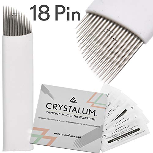 Microblading Needles 0.18mm Blades 18 Pin 50pcs Micro Blade Eyebrow Tattoo MakeUp Supplies PMU Products Kit CRYSTALUM
