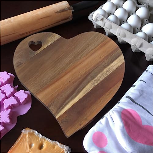 Tabla de cortar en forma de corazón de madera de acacia miniatura 2