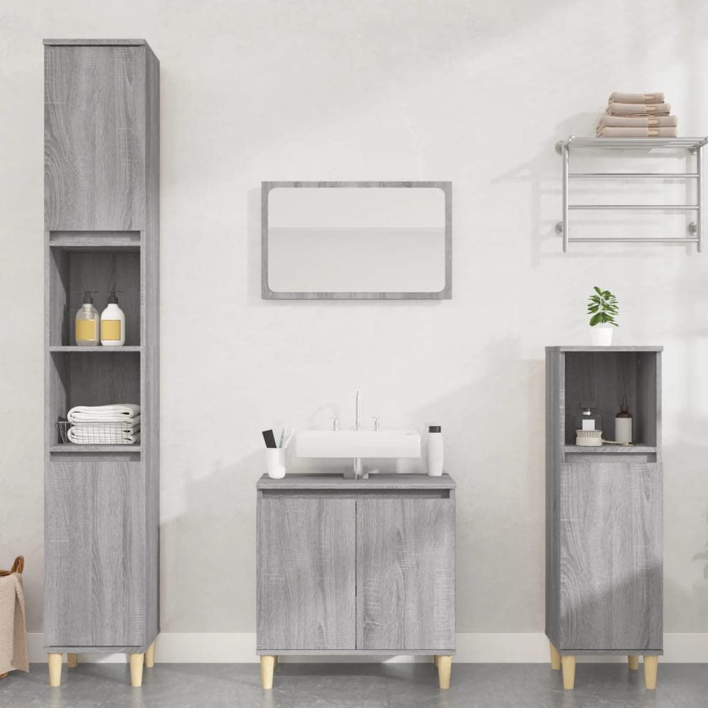 Set di mobili da bagno 3 pezzi Sonoma Grigio L3185587