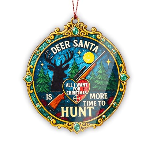 Image of Deer Santa Hunting Ornament - Hunting Ornament - Hunting Gifts - Cabin Decor - Christmas Ornament - Christmas Ornament 2025 - White Elephant Gifts - Xmas Tree Funny Decoration