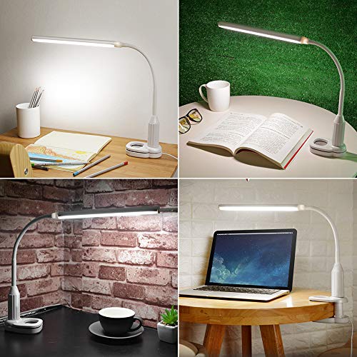Lampe de bureau LED tactile dimmable avec pince luminaire de table flexible USB