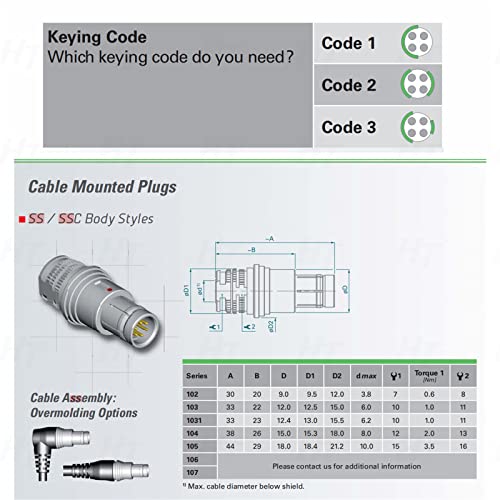 Conector corto de 7 pines macho SS 102A 056 evita fallos en cable AWG 26 7