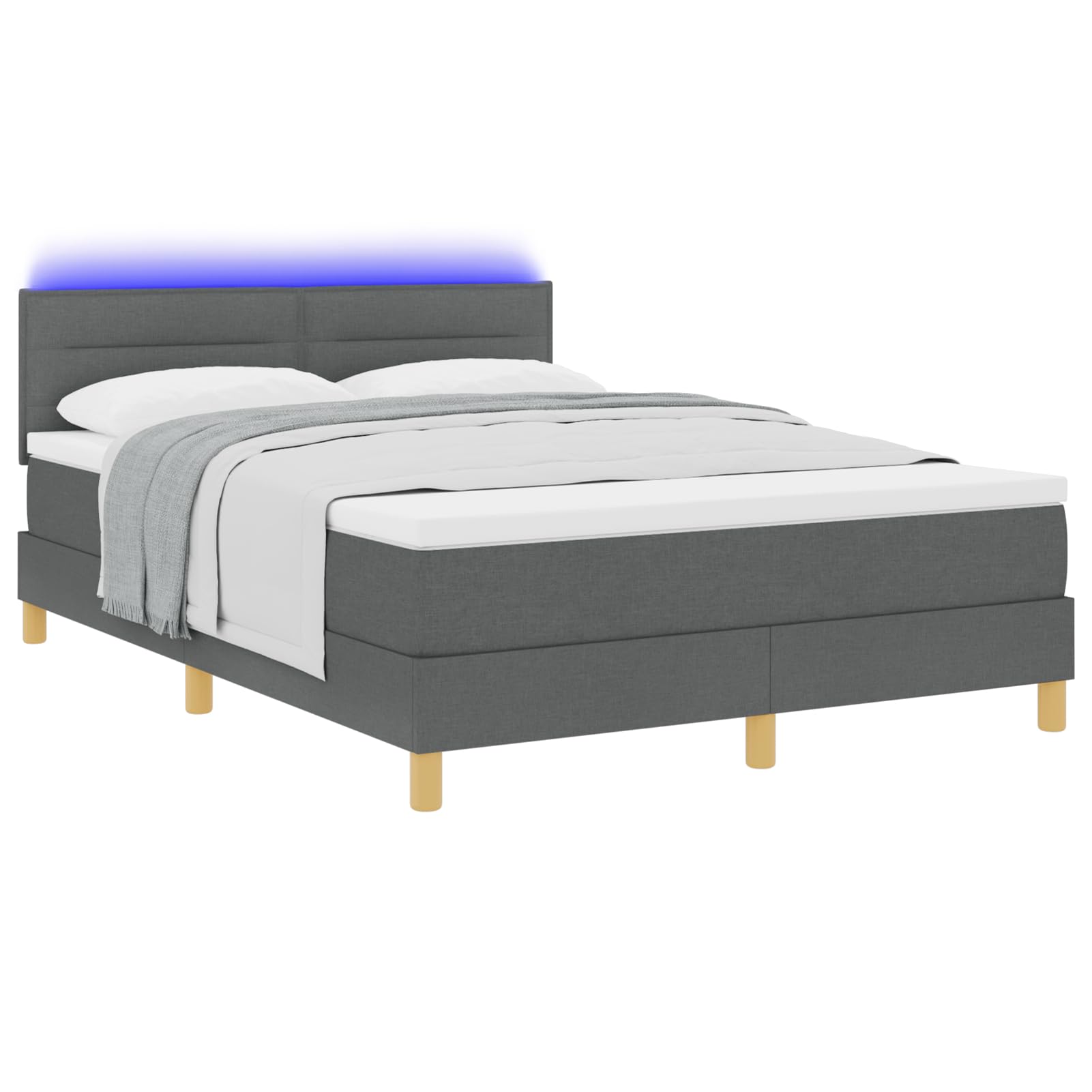 Fasba Cama Box Spring con colchón y LED Gris Oscuro 140x190 cm Tela