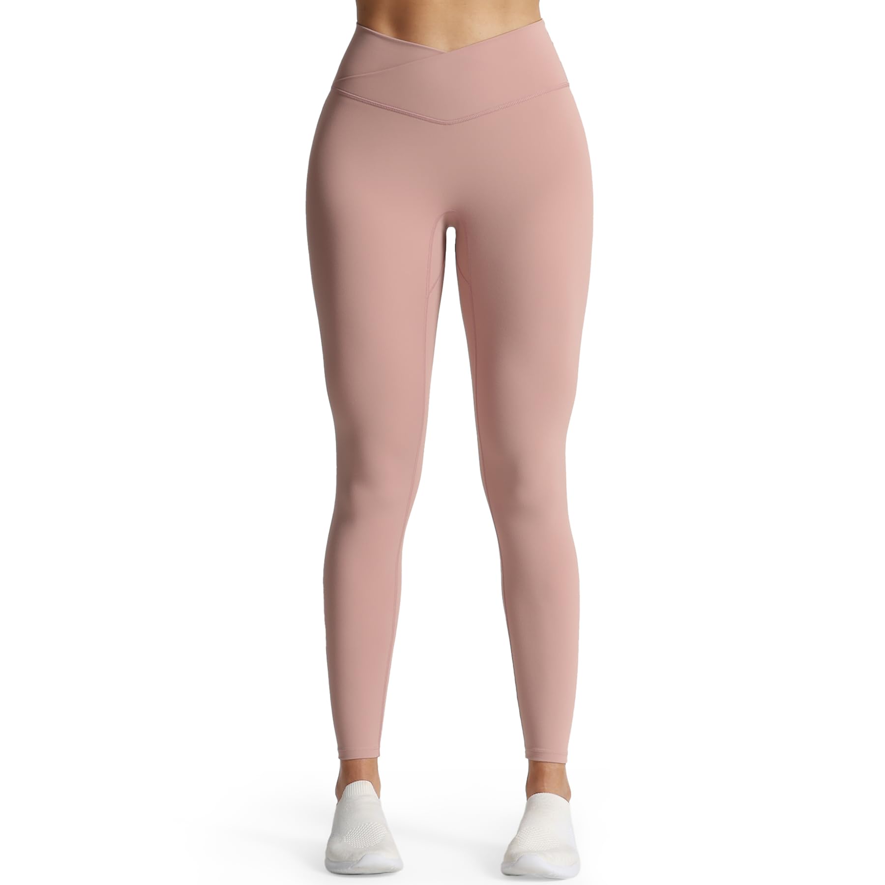 Aoxjox High Waisted Workout Leggings for Women Cross-Waist Crossover Tummy Control Trinity Buttery Soft Yoga Pants 26"