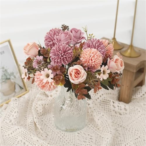 Ramo de rosas de seda artificiales decorativas con acabado realista 7