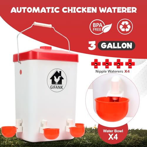 Chicken Feeder and Chicken Waterer Set Automatic Chicken Feeder Hanging Poultry Waterer 3 Gallon with Waterer Nipples and Feeding Ports,Chicken Coop Accessories - Image 4