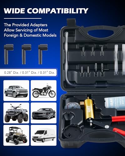Image of Orion Motor Tech Brake Bleeder Kit with Hand Pump and Pressure Gauge, Hand Vacuum Pump with Brake Bleeder Bottle Adapters Case & Gloves for One Person Brake Fluid Power Steering Fluid Bleeding