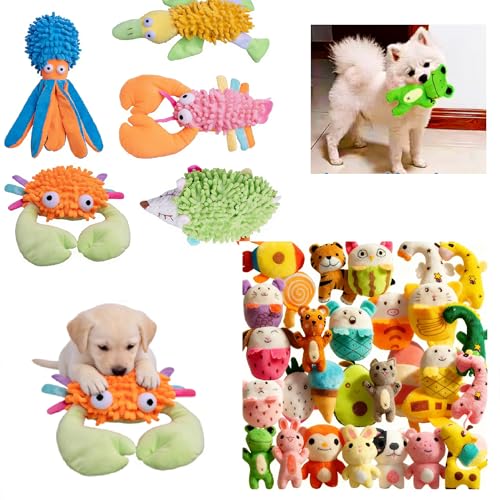Juego de 35 juguetes mordibles para perros con chirridos