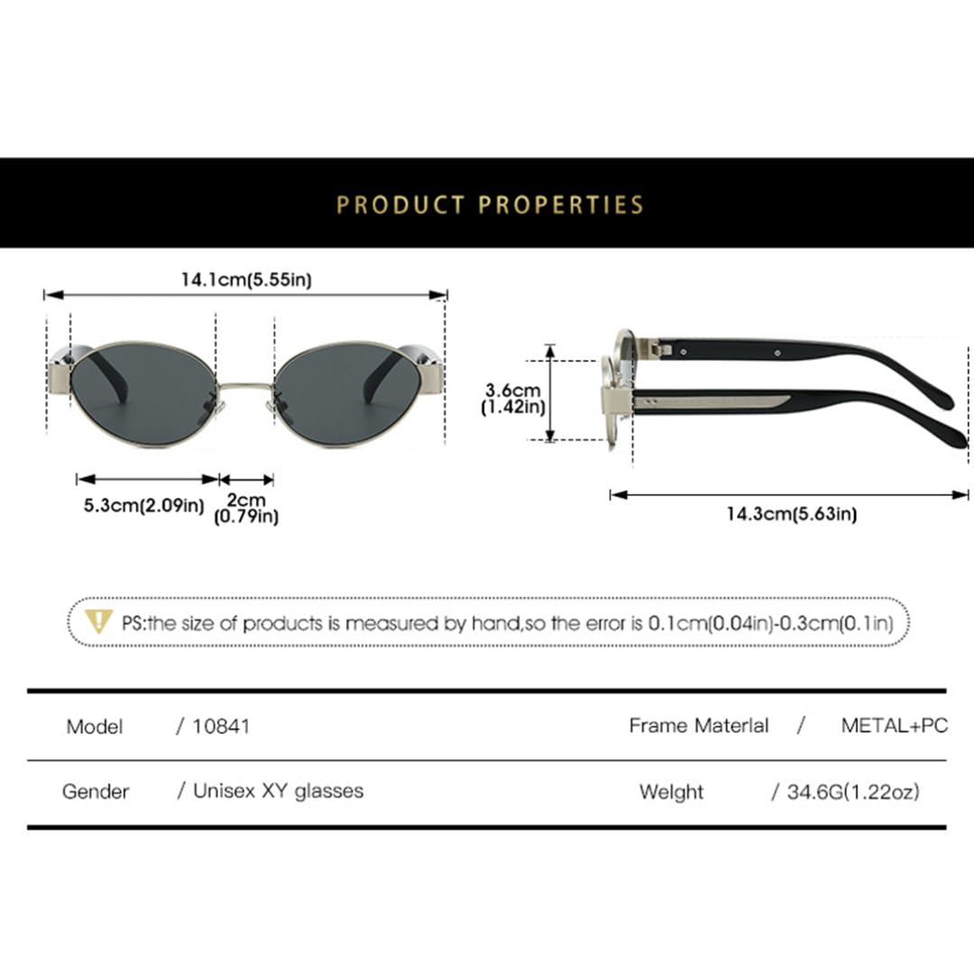 Lunettes de soleil en métal pour hommes et femmes, monture ovale tendance