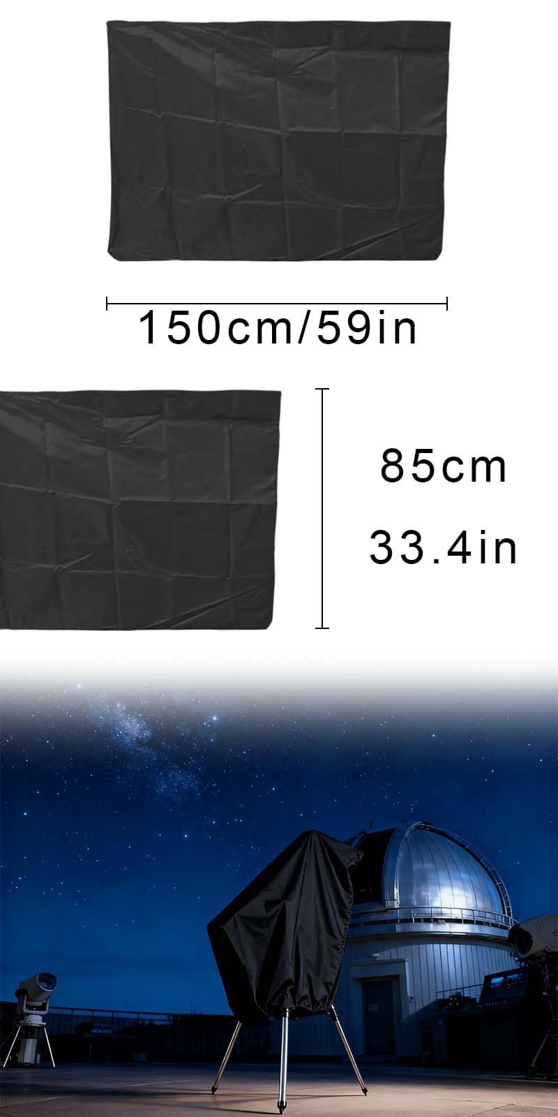 150 * 85 cm coperturaimpermeabilepertelescopio, 420D, coperturatelescopioperesterni, CoperturaProtettivadelTelescopio, Telescopio Antipolvere Copertura, impermeabile, antivento e antifreddo