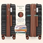 5 piece Luggage Set Expandable Suitcase 22x14x9 Airline Approved Carry on, ABS Hard Case Suitcases with Spinner Wheels, TSA Lock (Black) - Image 4