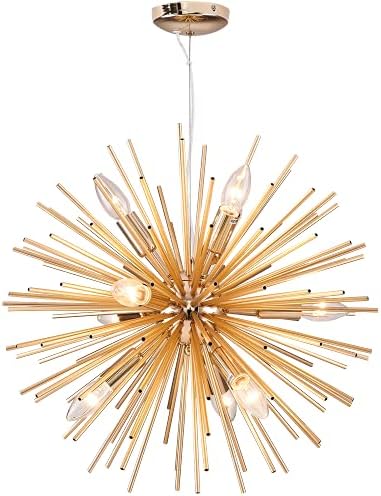 Musanne Gold Sputnik Chandeliers Pendant Light fixtures for Kitchen Island Lighting Dining Room Farmhouse Entryway Foyer Table Hallway Hanging Wrought Aluminum Ceiling 9 Light Fixture(Dia:19.8'')