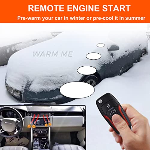 Banvie 806-FT4-NS ① Car Keyless Entry Security Alarm System + ② Remote Engine Starter + ③ Push To Start Stop Iginition Kit Button thumb #2