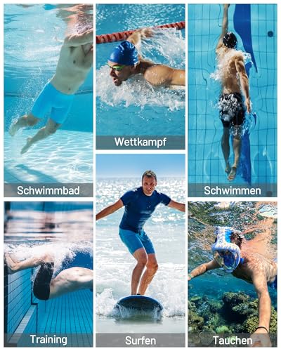 Runhit Badehose Herren Lang Enganliegend, Schnelltrocknende Schwimmhose Eng 6–8 Zoll, Elastische Badehose für Schwimmen Trainings, Schwarz L
