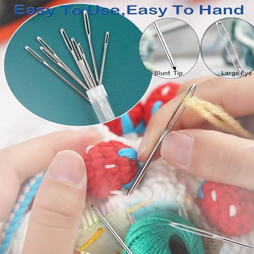 Image of Large-Eye Blunt Needles, Sewing Needles, Embroidery Thread Needle | Stainless Steel ,Handmade Yarn Knitting Needles Leather Needle, Suitable for Crochet Project. (27 PCS)