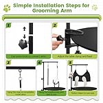 Dog Grooming Table Arm with Hammock, 35" Adjustable Height Grooming Arm with Clamp and No-Sit Haunch Holders, Suitable for Small & Medium Pets (Grooming Table Not Included) - Image 5