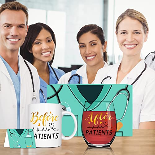 Nurse Gifts, Before Patients After Patients 11 Oz Coffee Mug And 15 Oz Stemless Wine Glass Set Gifts For Women, Rn, Doctor, Hygienist, Physician, Assistants, Unique Nurse Day Birthday Graduation Gifts #TOP4