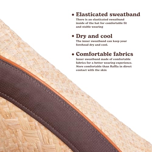 Image of Straw Cowboy Hats Cowgirl Hat Western Cowboy Hat Rancher Hat for Men Women, Exquisite Decoration Band