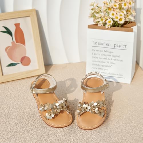 Image of Flaryzone Girls Sandals Open Toe Summer Flats Dress Sandals Shoes Toddler /Little Kid