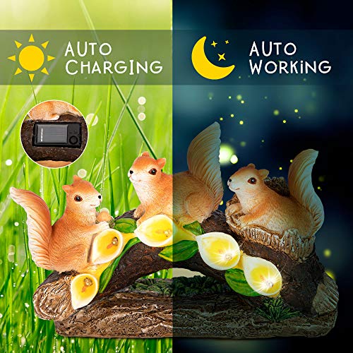 Squirrels-Garden-statues-and-figurines-Garden-Art-Outdoor-for-all-seasons-Garden-Decor-Solar-Statue-with-5-Calla-Lily-Lights-Garden-figurines-outdoor-Gift-for-Patio-Lawn-Yard