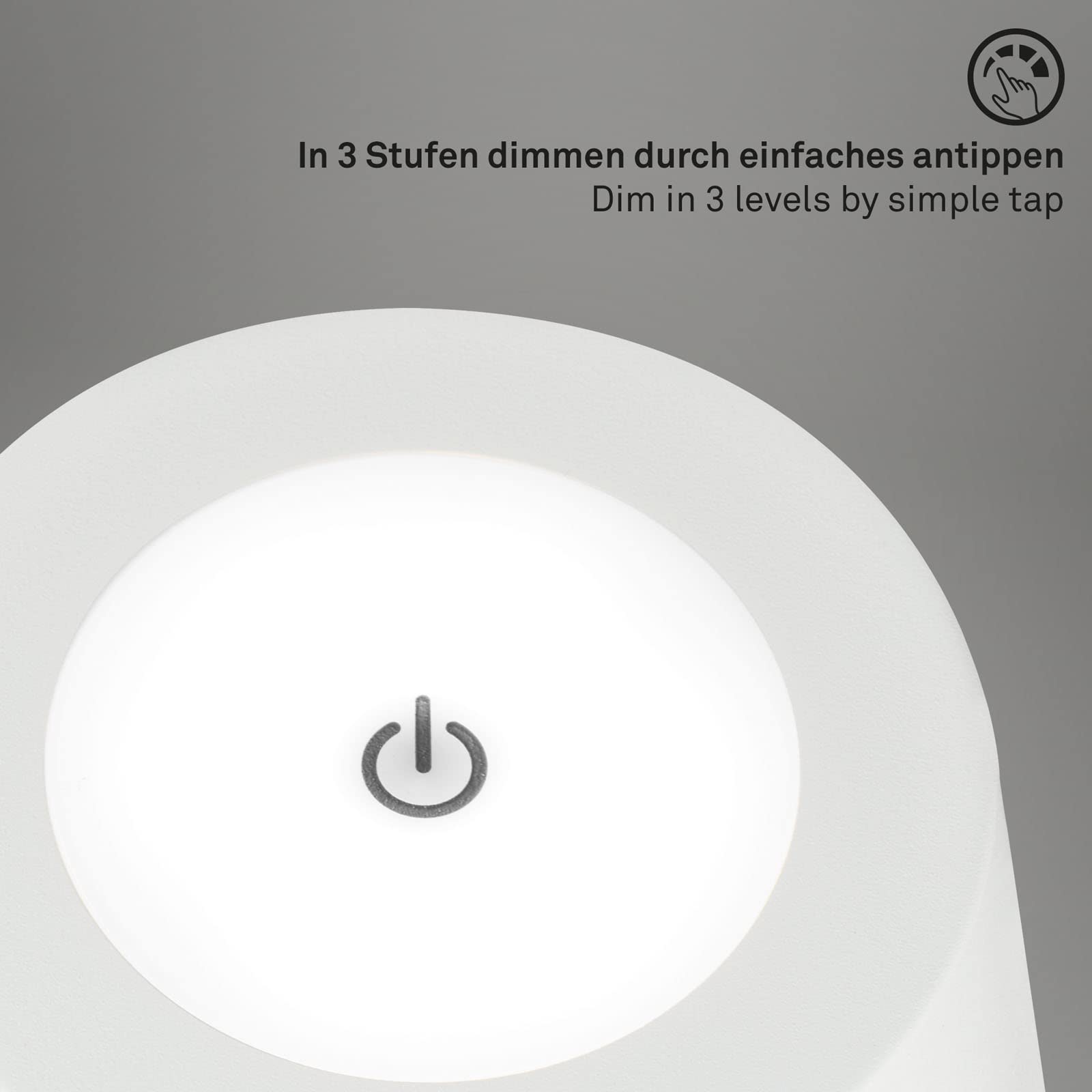 BRILONER – Akumulatorowa LED lampa stojąca, dotykowa, stopniowe ściemnianie, bezprzewodowa, biała
