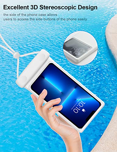 2 Pack Waterproof Phone Pouch With Lanyard Cell Phone Ip8X Diving Outdoor Beach Float Underwater 7.0" Universal Phone Case Dry Bag 3D Seamless Hd Tpu Dustproof Touch For Iphone Duke Black White #TOP2