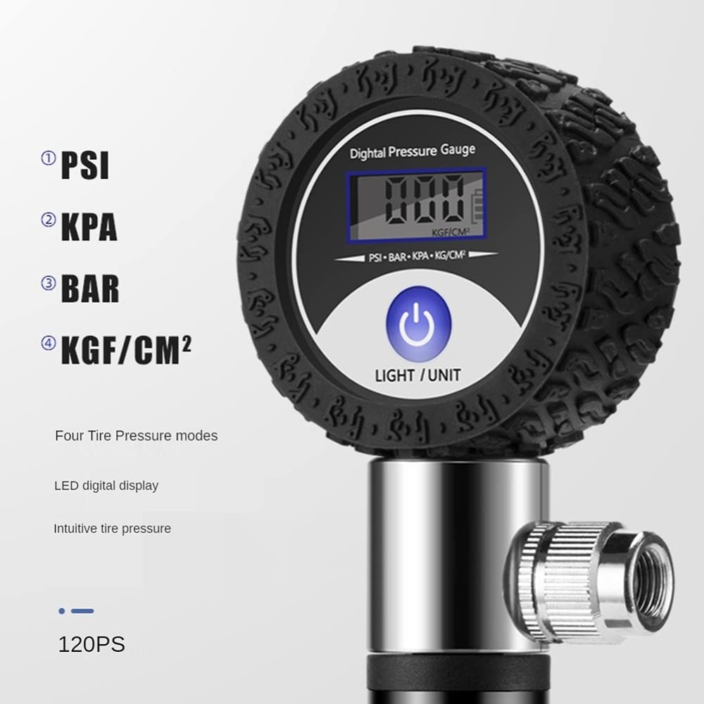 Przenośna mini pompka rowerowa z manometrem 120 PSI do opon rowerowych mała pompka, zestaw naprawczy pasuje do zaworu AV/FV do rowerów szosowych, górskich, koszykówki