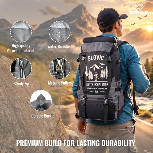 Image of SLOVIC Rucksack Backpack Bag for Man & Women [55 LTR] | Travel Bag for Man with Separate Shoe Compartment | Travel Bag for Woman | Water Resistant Bag for Travelling