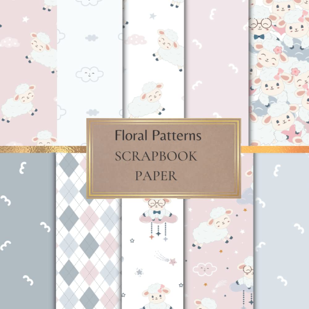 Cute Sheep Scrapbook Paper: Scrapbooking Paper for Origami, Gift Wrapping, Junk Journaling, Card Making, Invitation Card Making ETC. SIZE (8.5X8.5). 20 Double-Sided Pages