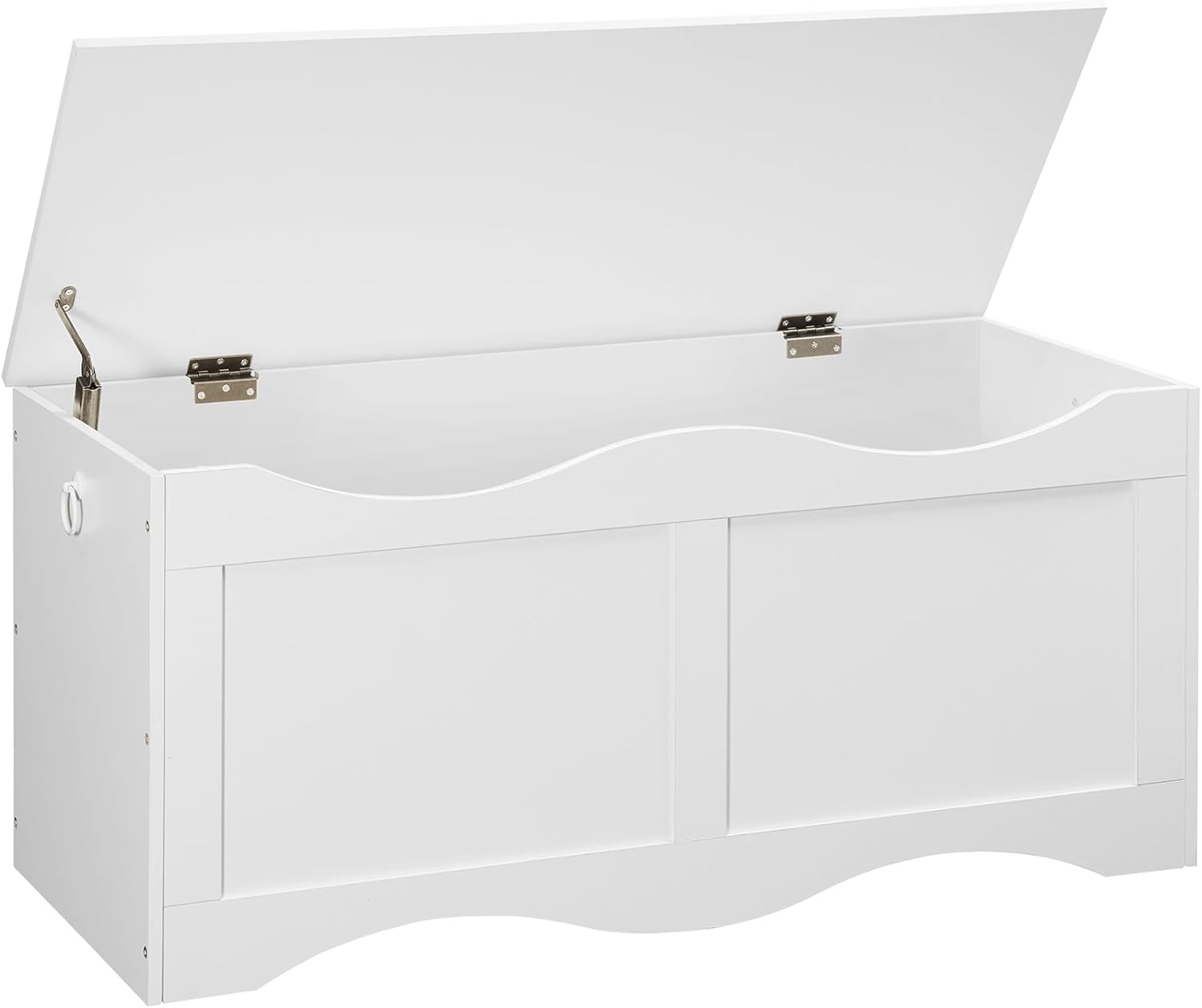HOOBRO Toy Box, 39.4'' Storage Chest, Toy Chest with Safety Hinge, Storage Bench, Shoe Bench, Wavy Grooves, for Living Room, Bedroom, Entryway, White WT24CW01