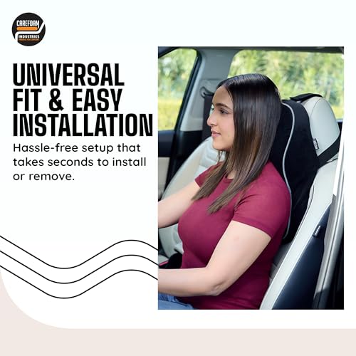 Image of CareFoam Ultimate Memory Foam Car Neck Rest Pillow, Comfortable Rides, Superior Neck Support Cushion, Relieves Neck Pain, Black Velvet Cover | 14 x11 x5 Inch | Large Pack of 2