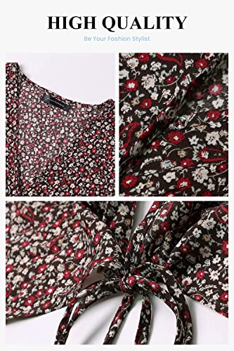 PRETTYGARDEN Women's Summer Maxi Dress Casual Wrap Floral Boho Short Sleeve V Neck Split Ruffle Beach Long Dresses