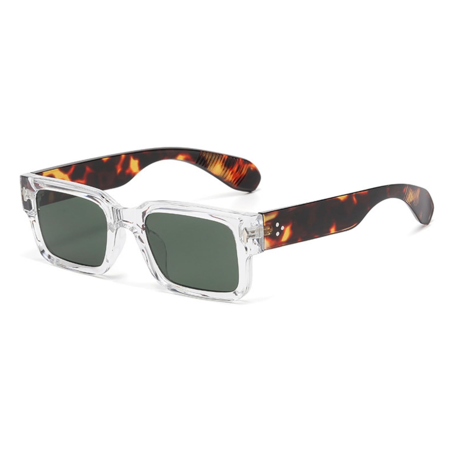 ASYHV Vintage rechteckige Sonnenbrille für Männer und Frauen mit UV-Schutz,Schwarzer Rahmen