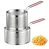 MeYuxg Set di 2 Cestini per Alimenti in Acciaio Inox, 18+20CM Cestello per Pasta con Manici Rimovibili, Scolapasta da Pentola per Lavare, Sgocciolare, Friggere, Cuocere a Vapore, Cestello Friggitrice