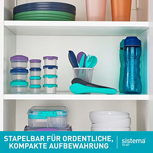 Sistema Snack Pots Mini Bites TO GO Frischhaltedosen | 130 ml | stapelbare Snack-Boxen mit Deckel | BPA-frei | 3 Stück