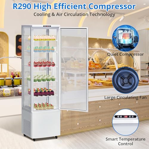 Image of Commercial Display Refrigerator, 10.9 Cu.Ft Beverage Cooler with Glass Door, LED Lighting, 5 Shelves, Merchandiser Fridge for Restaurant, Bar, Cafe, Convenience Store