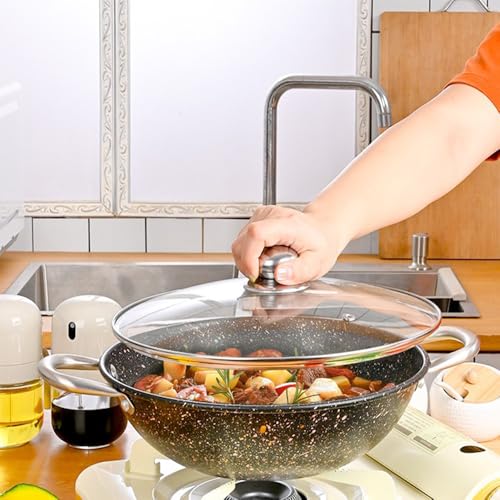 Wok de acero al carbono con doble mango y tapa miniatura 3