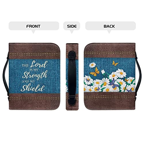 Image of Verse Bible Cover for Women and Men, Leather Bible Carrying Book Case Kids Church Bag, Bible Tote Bag for Protective with Pen Slots and Pocket