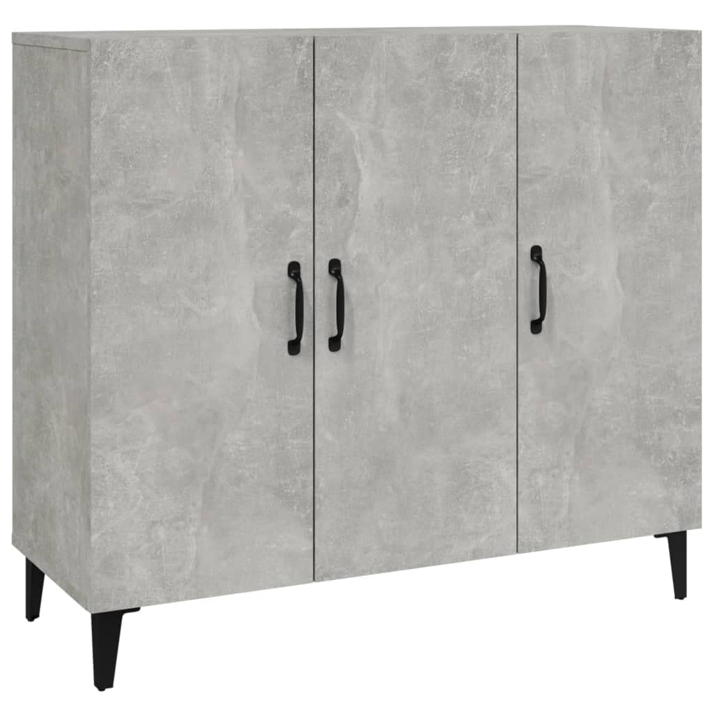 Aparador gris hormigón estable con patas de metal para organizar el comedor