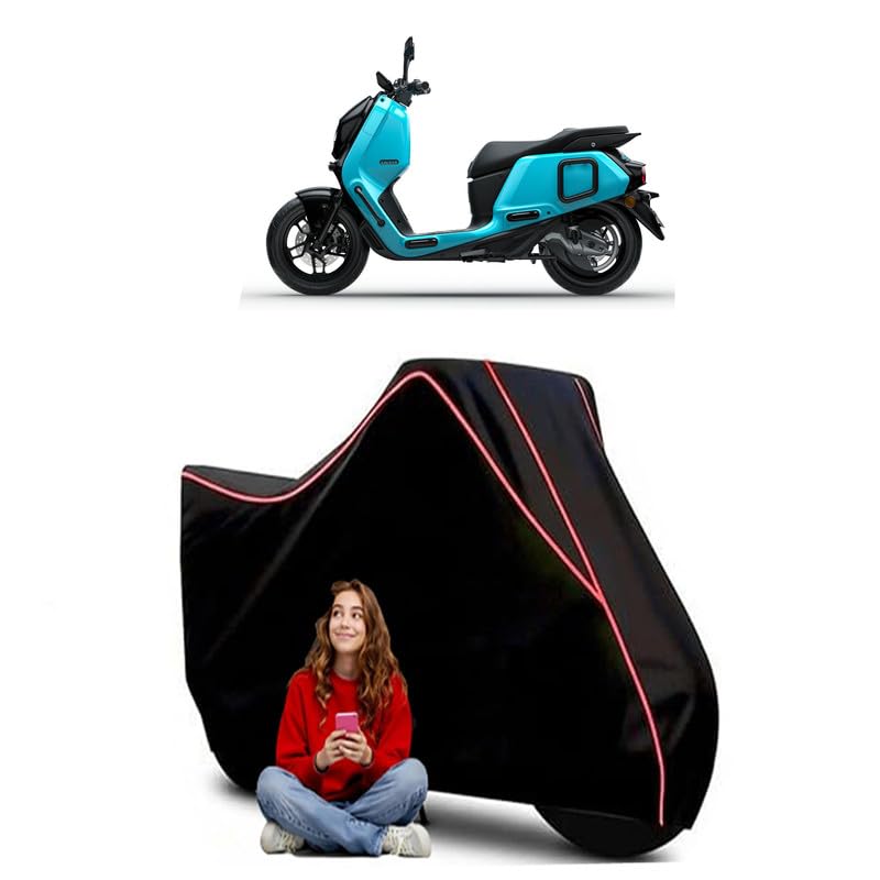 Image of River Indie STD Scooty Bike Cover Water Resistant Outdoor Use Universal Fit Scooters Motorcycles Heavy Duty UV Protection Dust Rain Scratch Resistant Elastic Bottom Black Blue Piping