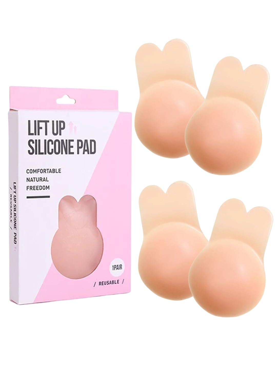Silicone Breast Lift-Up Nipple Covers for Women, Stick-On Bra Pasties, Invisible Adhesive Rabbit Ear Design Bust Pushup Pads-image-23