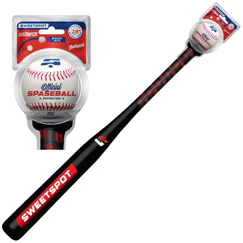 SweetSpot Plastic Bat and Ball Combo Set | 28” Length | Backyard Baseball Set for Youth, Kids, Teens, and Adults