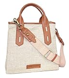 Nino Bossi Handbags Alisha Linen/Leather Crossbody Bag (Cognac)