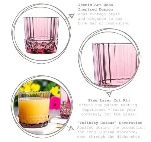 Bormioli-Rocco-America-20s-Set-Of-6-DOF-Glasses-125-Oz-Colored-Crystal-Glass-Lilac-Rose-Made-in-Italy Bormioli Rocco America 20s Set Of 6 DOF Glasses 125 Oz Colored Crystal Glass Lilac Rose Made in Italy