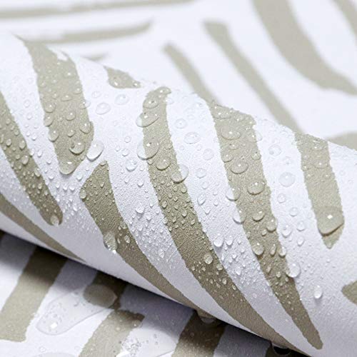 Guvana 394" Ｘ17.7 Stripe Wallpaper Brown And White Contact Paper Line Peel And Stick Wallpaper Self Adhesive Wallpaper Modern Removable Contact Paper Decoration Diy Wall Paper For Bedroom Cabinets #TOP7